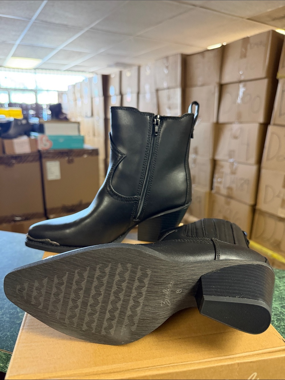 Zodiac Black Leather Western-Inspired Ankle Boots - Picture 4 of 4